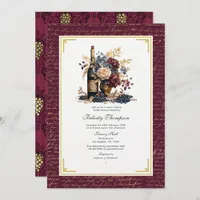 Gold, Navy & Burgundy Wine Tasting Bridal Shower Invitation