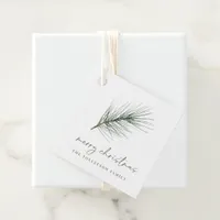 Simple Evergreen Branch Neutral Christmas Party Favor Tags