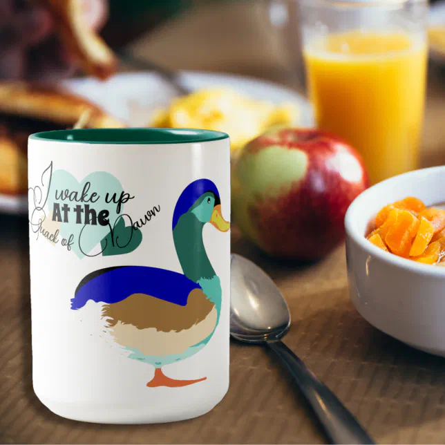 The quack of dawn: beautiful Mallard duck Two-Tone Coffee Mug