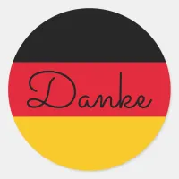 German Flag Colors Danke Classic Round Sticker