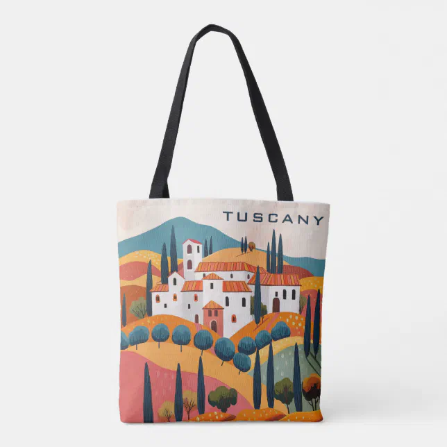 Modern Colorful Tuscany Painting Italy Travel Tote Bag