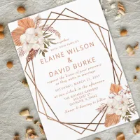 Rustic Terracotta Boho Pampas Geometric Wedding Invitation