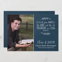 Modern Christian Bible Verse Graduation Photo Invitation