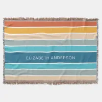 Modern Retro Sunset Stripes Personalized  Throw Blanket