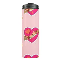 Reading Love Book Heart Motto Thermal Tumbler