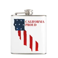 California Proud USA American Flag Watercolor Flask