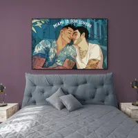 Miami Downtown Gay Men Cuddling Illustration Poster
