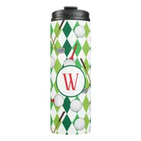 Golfing Argyle Patterned Golfer Monogram Thermal Tumbler