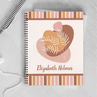 Abstract boho color palette leaves and stripes notebook