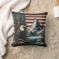 Eagle Over Scenic American Landscape Throw Pillow