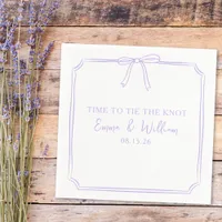 "Tie The Knot" Elegant Bow Lavender Chic Wedding Napkins