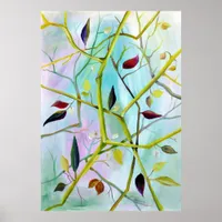 Whimsical Enchating Foliage in Green Watecolors Poster