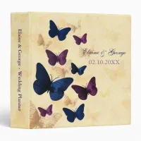 Rustic Butterflies Navy Plum Wedding Planner 3 Ring Binder