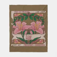 Pink Lily Victorian Flowers Friendship Admiration Fleece Blanket