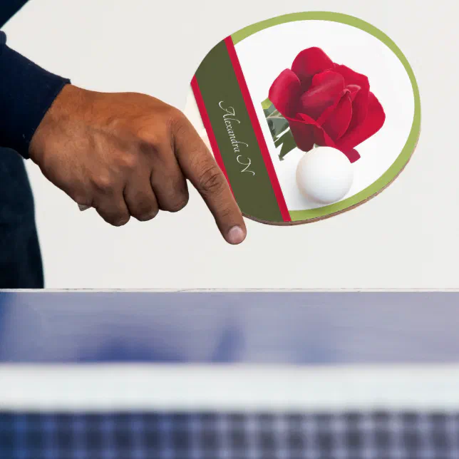  The elegant player : Red rose Painting Ping Pong Paddle