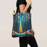 Iridescent Holiday Dream 🎄 Glowing Christmas Tree Tote Bag