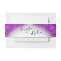 Whimsical Violet Magenta Confetti Wedding Monogram Invitation Belly Band