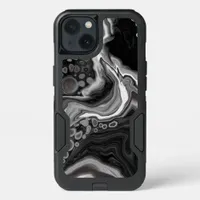 Black and White Marble Digital Fluid Art iPhone 13 Case