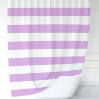 Modern Purple and White Wide Stripes  Shower Curtain