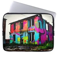 Abstract Graffiti Abandoned Urban Building   Laptop Sleeve