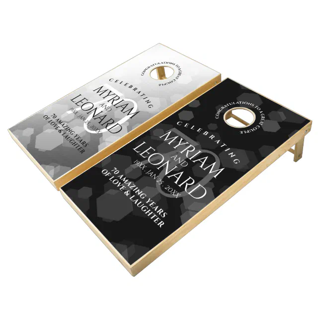 Elegant 70th Platinum Wedding Anniversary Cornhole Set