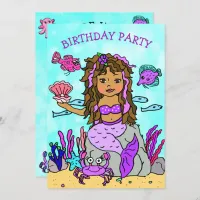 Ethnic Mermaid Under the Sea Birthday Party Invitation