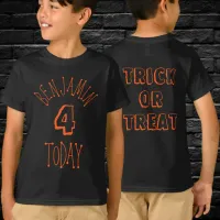 Halloween Birthday Name And Age Orange Black Boys T-Shirt