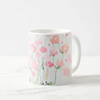 Soft Delicate Pink and Green Watercolor Flowers Coffee Mug