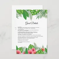 Aloha Tropical Beach Wedding Guest Details Enclosure Card