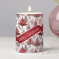 Red White Christmas Tree Pattern#4 ID1009 Pillar Candle