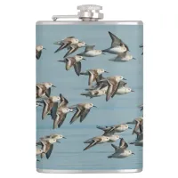 Sanderlings Take Flight in the Winter Skies Flask