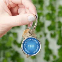 Thumbnail for Playful Blue Gradient "A Round Tuit" Keychain