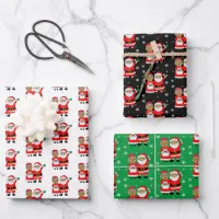 Festive African-American Mr and Mrs Claus Christma Wrapping Paper Sheets