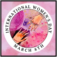 International Women's Day 8th March Pink Art Button