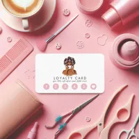 Chic Watercolor Pink Hair Salon Loyalty Card