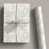 Taupe & Cream Tonal Wildflower Flower Line Art  Wrapping Paper Sheets