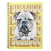 English Bulldog with Retro Font Notebook