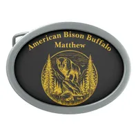 Bison Standing Proudly in a Natural Landscape Belt Buckle