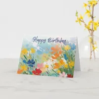 Colorful Flowers Pretty Floral Happy Birthday Card