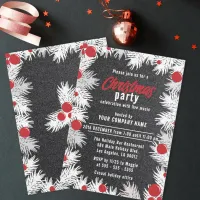 Snow-kissed Pine Branches Red Berries Christmas Invitation