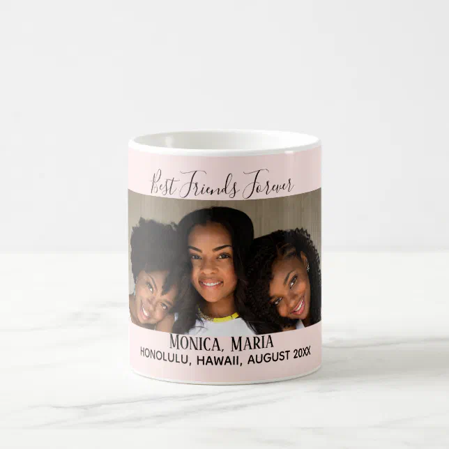 Custom photo best friends forever blush pink mug