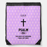 Mauve Diamonds Pattern Bible Verse Christian Drawstring Bag