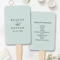 Pastel Mint Minimalist Wedding Program Hand Fan