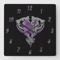 You Have My Heart Purple Square Wall Clock