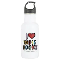 I Love Indie Books Fun Cool Authors Design Water Bottle