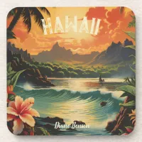 Vintage Hawaii Tropical Beach Travel Beverage Coaster