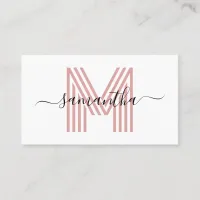 Signature Name Rose Gold Retro Monogram Business Card