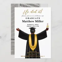 Modern Minimalist Photo He Did It Graduation Invitation