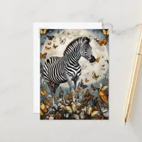 Zebra and Butterflies Postcard