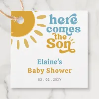 Here comes the son boho retro baby shower  favor tags